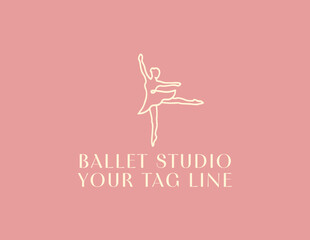 a minimal line ballet dancer logo for ballet studio 