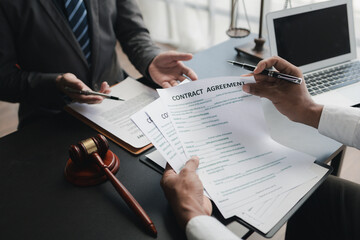 Lawyers give advice to clients and draft contracts. Lawyers seek legal information to plan for representing clients in cases and draft case employment contracts, using the law. Lawyer concept.