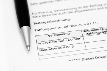 Beitragsrechnung Versicherung