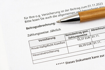 Beitragsrechnung Versicherung