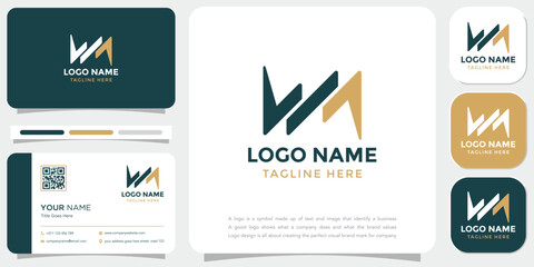WM M W Letter Logo Design Vector Illustration - Vector logotype with business card template