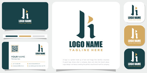 H HI K HK Letter Logo Design Vector Illustration - Vector logotype with business card template
