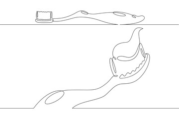 Continuous one single line drawn Toothbrush.Dentistry. Hygiene. Teeth.