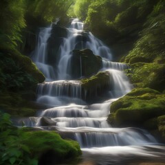 Obraz premium A binary waterfall cascading down a mountainside of circuitry2