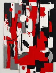 Abstract colorful background with gray, red and black paint geometric shapes.
