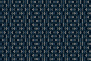 Abstract geometric diamond seamless pattern with blue n gray element on dark blue background. Vector illustration. For masculine male shirt lady dress textile wrapping cloth wallpaper all over print