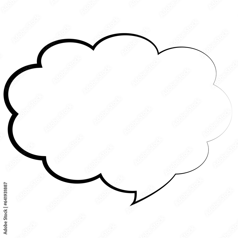Poster digital png illustration of empty white speech or thought bubble for text on transparent background