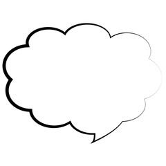 Digital png illustration of empty white speech or thought bubble for text on transparent background