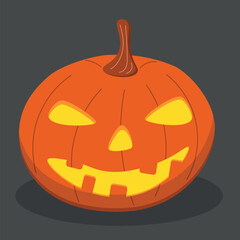 Burning halloween pumpkin, holiday symbol, scary pumpkin, vector pumpkin