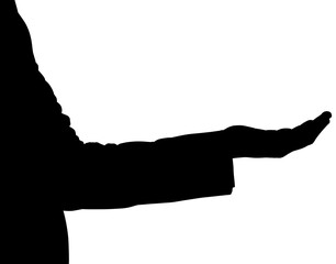 Digital png illustration of silhouette of arm on transparent background