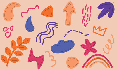 Vector handdrawn various figures abstract modern trendy vector illustration