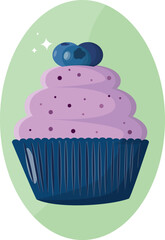 Vector cupcake with blueberries pastries and sweets vector cupcake cupcake icon cupcake isolated