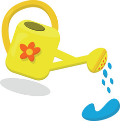 Yellow watering can with flower