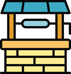 Farm well icon outline vector. Cow cattle. Angus animal color flat