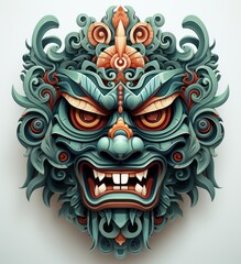 Colorful spooky monster mask isolated on plain background