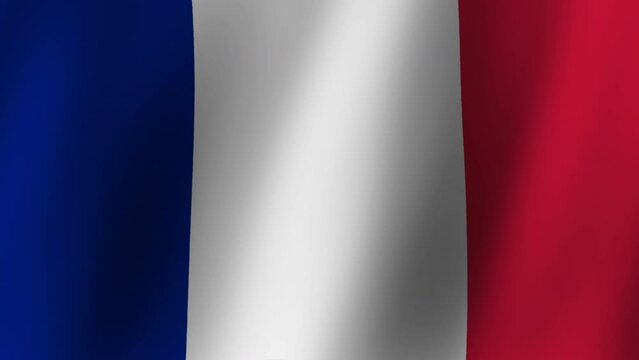 Flag of France. Waving flag with highly detailed fabric texture seamless loopable video animation.