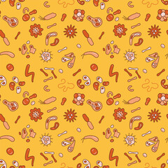 Bacteria and Microbes vector concept yellow modern Seamless Pattern