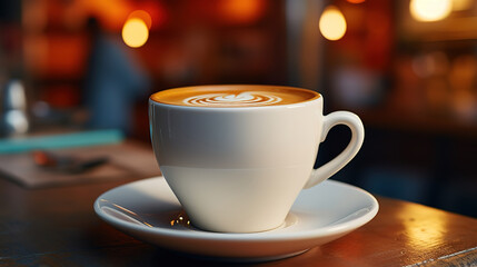 Fototapeta premium High angle coffee cup on terrace. Generative Ai