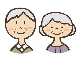 かわいい敬老の日のおじいちゃんとおばあちゃん／手描きイラスト素材