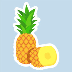 Juicy beautiful pineapple simple illustration. Minimalist  vector illustration for fruit commercial