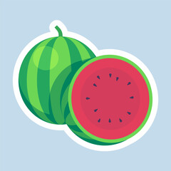 Juicy beautiful watermelon simple illustration. Minimalist  vector illustration for fruit commercial