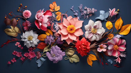 The flower collection on isolated background