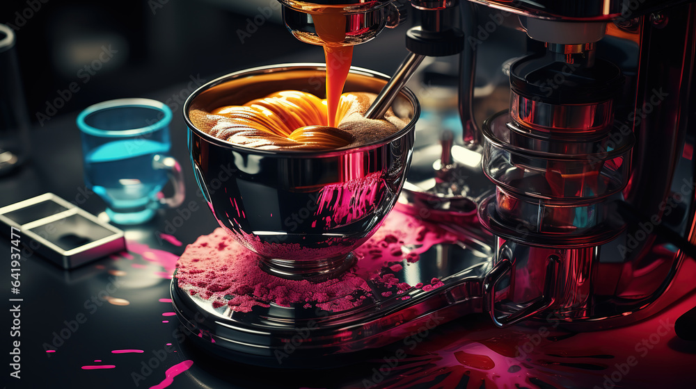 Poster tool used in a coffee machine during coffee making process. generative ai