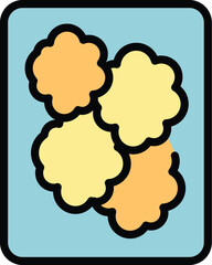 Top view baked meat icon outline vector. Cooked bowl. Bean sauce color flat