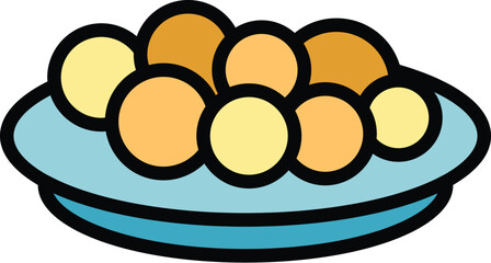 Meat balls icon outline vector. Baked dish. Food cooked color flat
