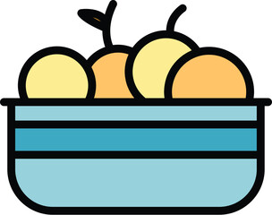 Brazilian fruit icon outline vector. Dish baked. Meat bahia color flat