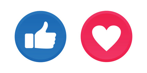 Fototapeta premium Thumbs up and heart, social media vector icon, like