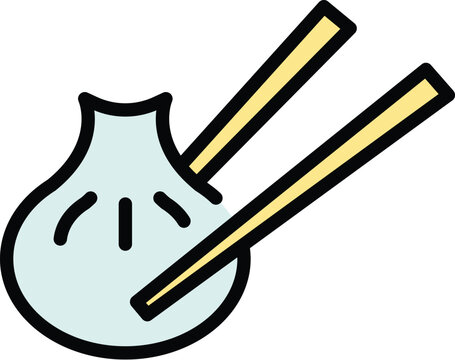 recommend clip art: Chinese baozi icon outline vector. Bun food. Taiwan bao color flat