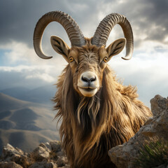 Obraz premium Ibex in its Natural Habitat, Wildlife Photography, Generative AI