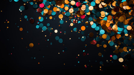 Colorful birthday and carnival party confetti background. Generative Ai - obrazy, fototapety, plakaty