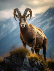 Obraz premium Ibex in its Natural Habitat, Wildlife Photography, Generative AI