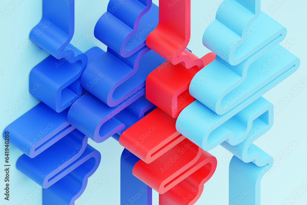 Poster 3d illustration of design colorful abstract wave on a blue background. voice recognition, equalizer,