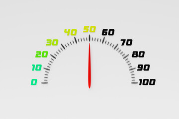 3D illustration close-up black panel of a car, digital bright speedometer in a sporty style on a...