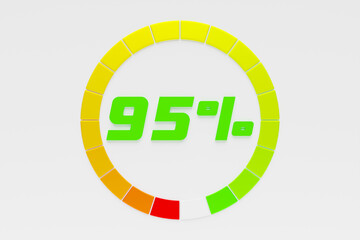 The level of customer satisfaction. Risk level indicator. Info graphic gauge Colorful info graphic set of speedometer icons. 3D illustration