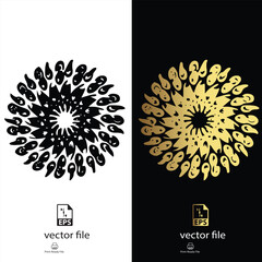 golden & black mandala design vector