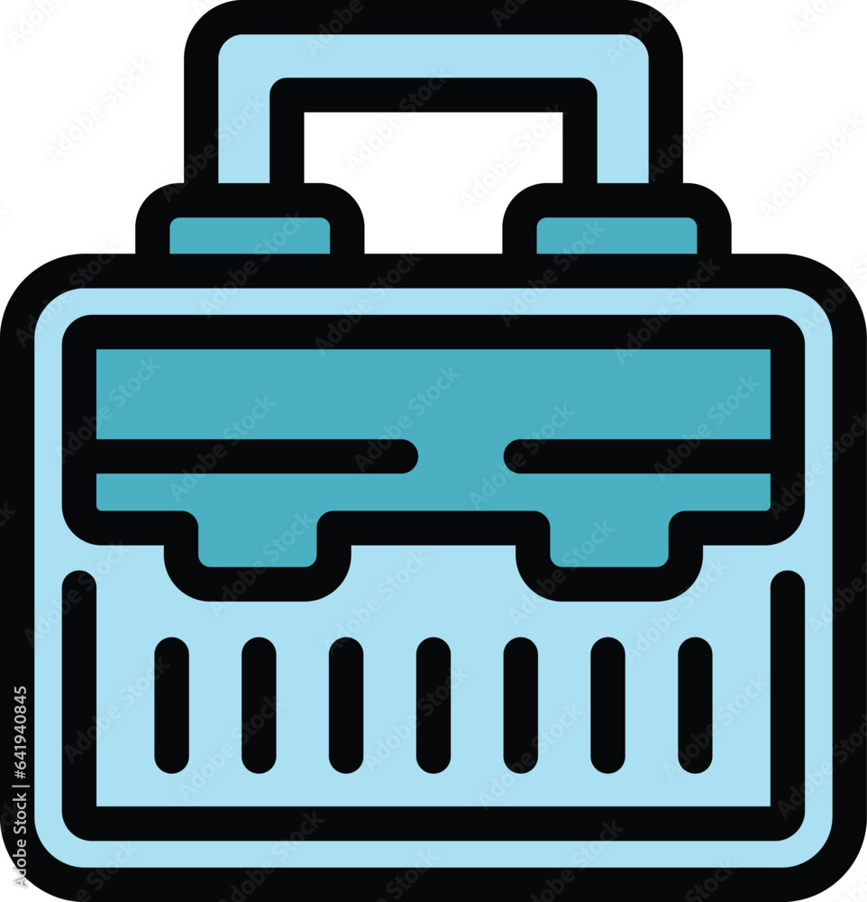 Poster installation toolbox icon outline vector. tool box. carpenter case color flat