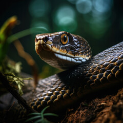 Obraz premium Snake in its Natural Habitat, Wildlife Photography, Generative AI