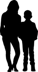 Mother and Son Silhouette Isolated Illustration Vector 