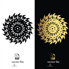golden & black mandala design vector