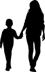 Mother and Son Silhouette Isolated Illustration Vector 