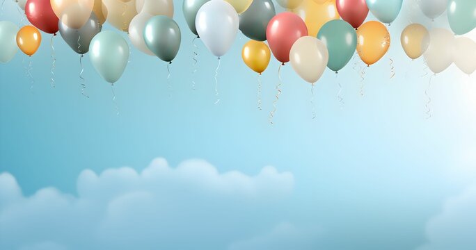 Happy birthday background with colorful balloons with space Generative AI