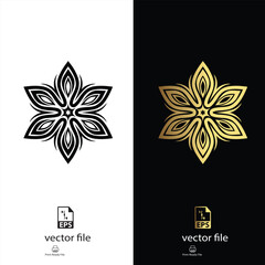 golden & black mandala design vector