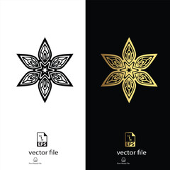 golden & black mandala design vector