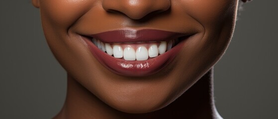 World Smile Day concept, Closeup smile on face African woman Generate with Ai