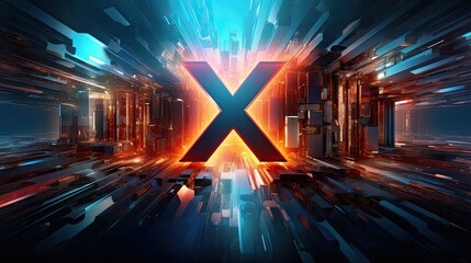 X Letter Digitally Generated Abstract Technology Background