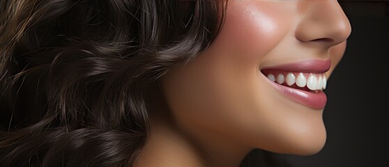 World Smile Day concept, Closeup smile on face American woman Generate with Ai